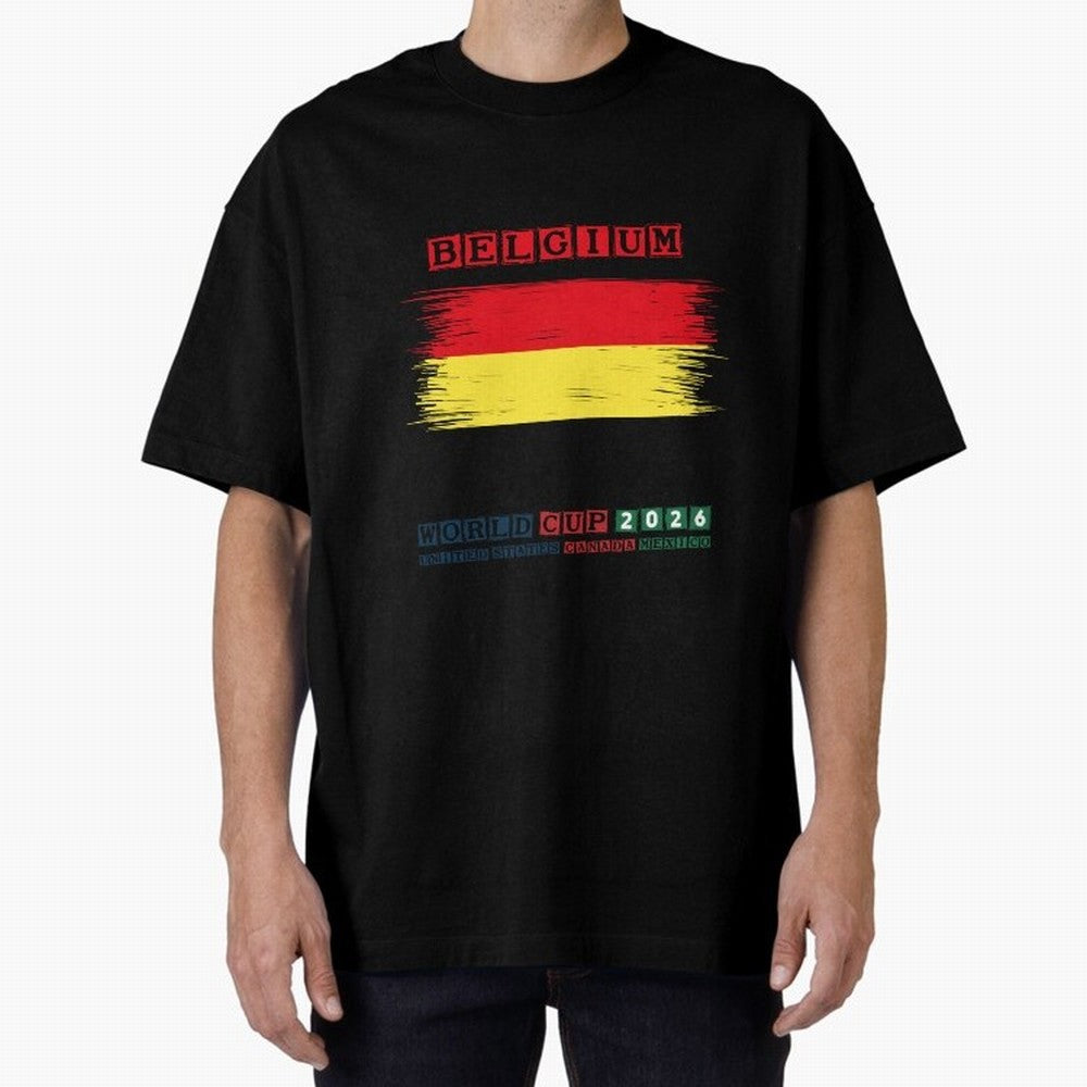 BELGIUM WORLD CUP 2026 Oversized T-Shirt Spotlight Match Day Hype around FIFA World Cup 2026 Group Stage, Messi, Brazil, Retro Football Energy, Iconic Rivalries, Trophy Chase Drama and Stadium Atmosphere; Built for Supporters Chasing Trophy Dreams,