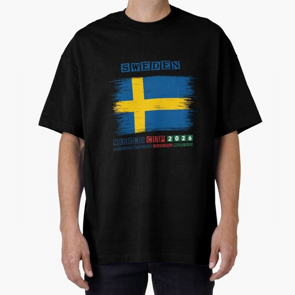 SWEDEN WORLD CUP 2026 Oversized T-Shirt Fuel FIFA World Cup 2026 USA Canada Mexico for Fans of Messi and Spain and Netherlands, Bringing Sports Nostalgia, International Competition, Famous Players and Unforgettable Victories; Perfect for People Who