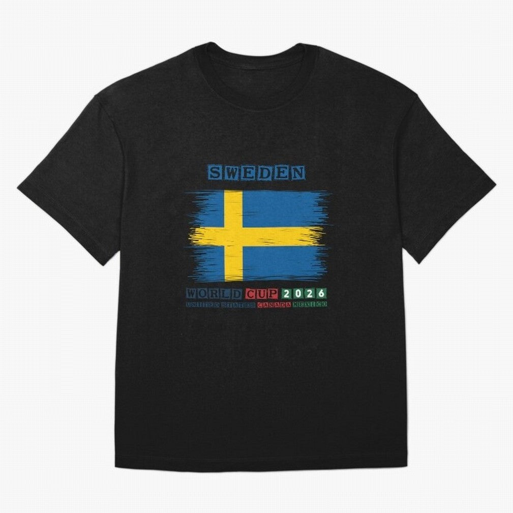 SWEDEN WORLD CUP 2026 Oversized T-Shirt Fuel FIFA World Cup 2026 USA Canada Mexico for Fans of Messi and Spain and Netherlands, Bringing Sports Nostalgia, International Competition, Famous Players and Unforgettable Victories; Perfect for People Who