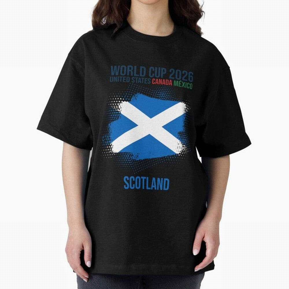 SCOTLAND WORLD CUP 2026 Oversized T-Shirt Embrace FIFA World Cup 2026 Group Stage Spirit, Highlighting France and Portugal, Messi, CR7 and Mbappe, Sports Nostalgia, International Competition, Famous Players and Unforgettable Victories; Made for