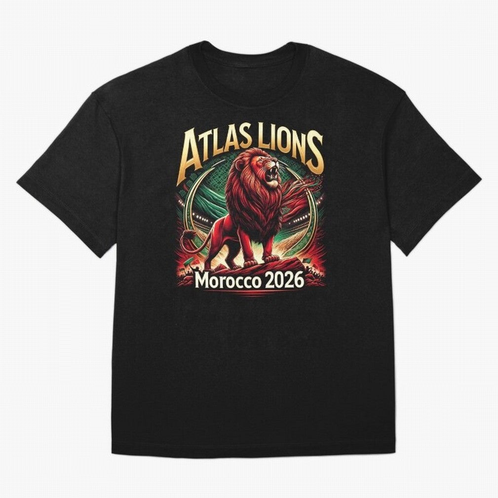 Morocco Football - World Cup 2026 Oversized T-Shirt Follow the FIFA World Cup 2026 USA Canada Mexico Journey through CR7 and Messi Highlights, England and Germany Pride, Worldwide Fan Energy, Dramatic Goals, Stadium Lights and Championship
