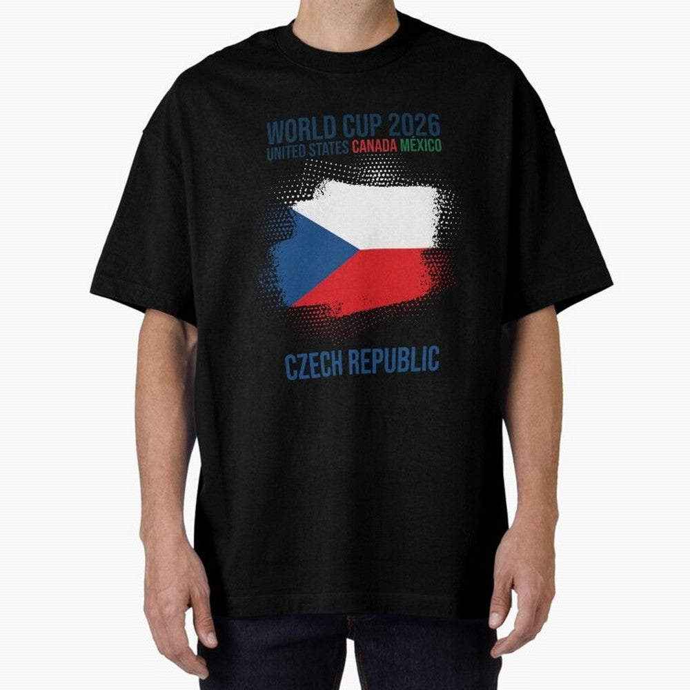 Czech Republic WORLD CUP 2026 Oversized T-Shirt Share the Excitement of FIFA World Cup 2026 USA Canada Mexico Spirit, Built around England and Germany, Cristiano Ronaldo, Goal Celebration Energy, Supporter Heritage, Football Icons and Worldwide
