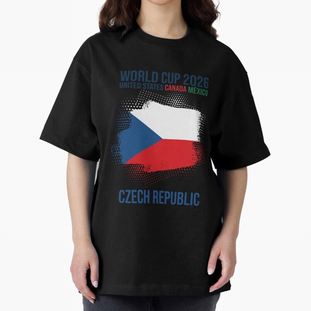 Czech Republic WORLD CUP 2026 Oversized T-Shirt Share the Excitement of FIFA World Cup 2026 USA Canada Mexico Spirit, Built around England and Germany, Cristiano Ronaldo, Goal Celebration Energy, Supporter Heritage, Football Icons and Worldwide