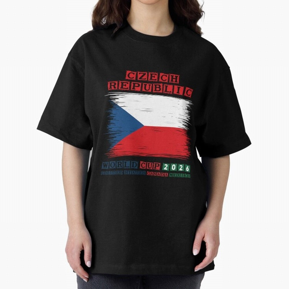 Czech Republic WORLD CUP 2026 Oversized T-Shirt Back the Journey through FIFA World Cup 2026 Spirit, Highlighting Brazil, Portugal and Argentina, Neymar, Stadium Chants, National Pride, Trophy Dreams and Unforgettable Football Memories; Great for