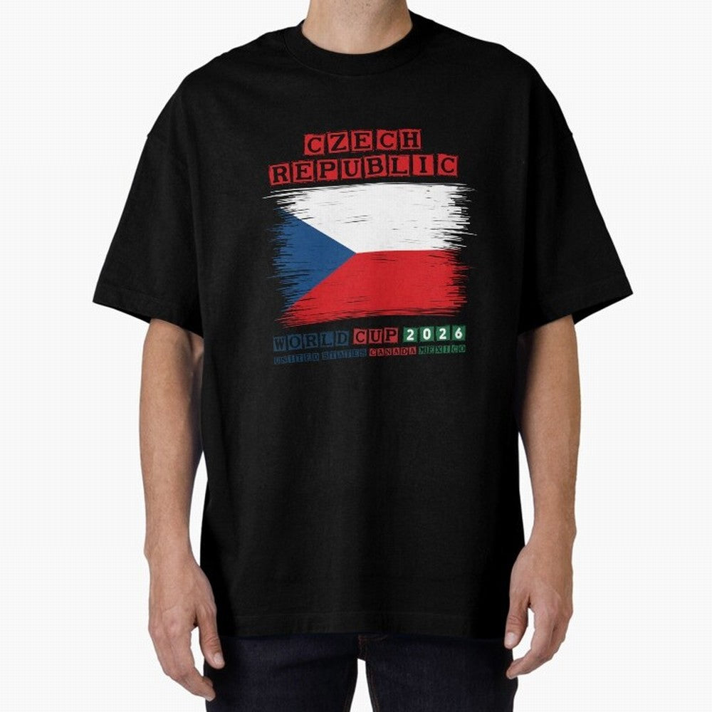 Czech Republic WORLD CUP 2026 Oversized T-Shirt Back the Journey through FIFA World Cup 2026 Spirit, Highlighting Brazil, Portugal and Argentina, Neymar, Stadium Chants, National Pride, Trophy Dreams and Unforgettable Football Memories; Great for