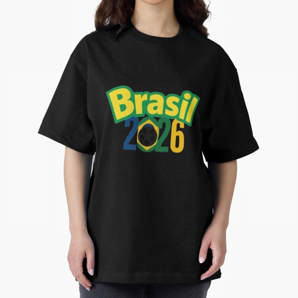 Brasil 2026 Football Mission - Road to Next World Cup T-Shirt Oversized T-Shirt Show Your Love for Global Football Passion for FIFA World Cup 2026, Celebrating Cristiano Ronaldo, Brazil, Portugal and Argentina, Supporter Pride, Iconic Celebrations,