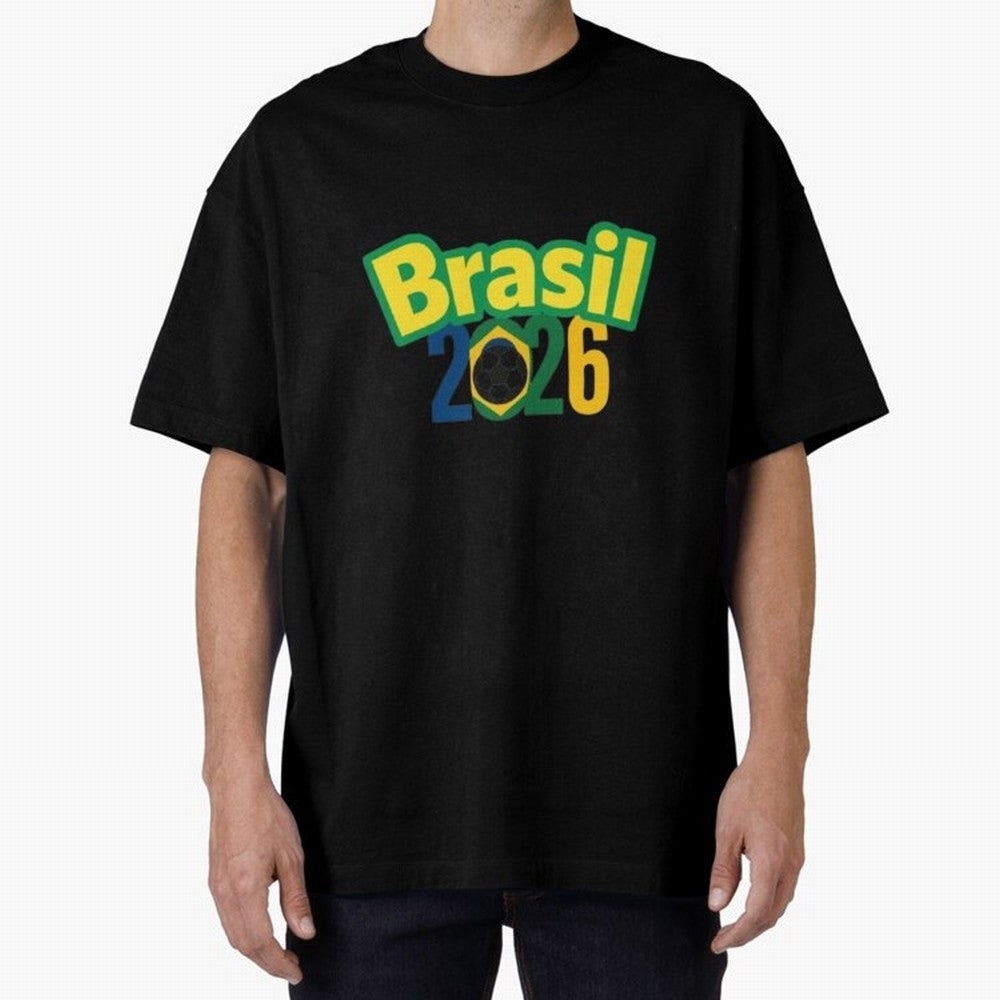 Brasil 2026 Football Mission - Road to Next World Cup T-Shirt Oversized T-Shirt Show Your Love for Global Football Passion for FIFA World Cup 2026, Celebrating Cristiano Ronaldo, Brazil, Portugal and Argentina, Supporter Pride, Iconic Celebrations,