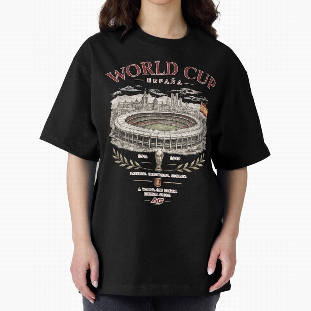 Spain World Cup Vintage Streetwear Oversized T-Shirt Unlock FIFA World Cup 2026 Filled with Messi, CR7 and Mbappe, Argentina and Brazil Energy, Soccer Culture, Superstar Moments, National Team Dreams and Competitive Fire; Ideal for Fans Who Follow