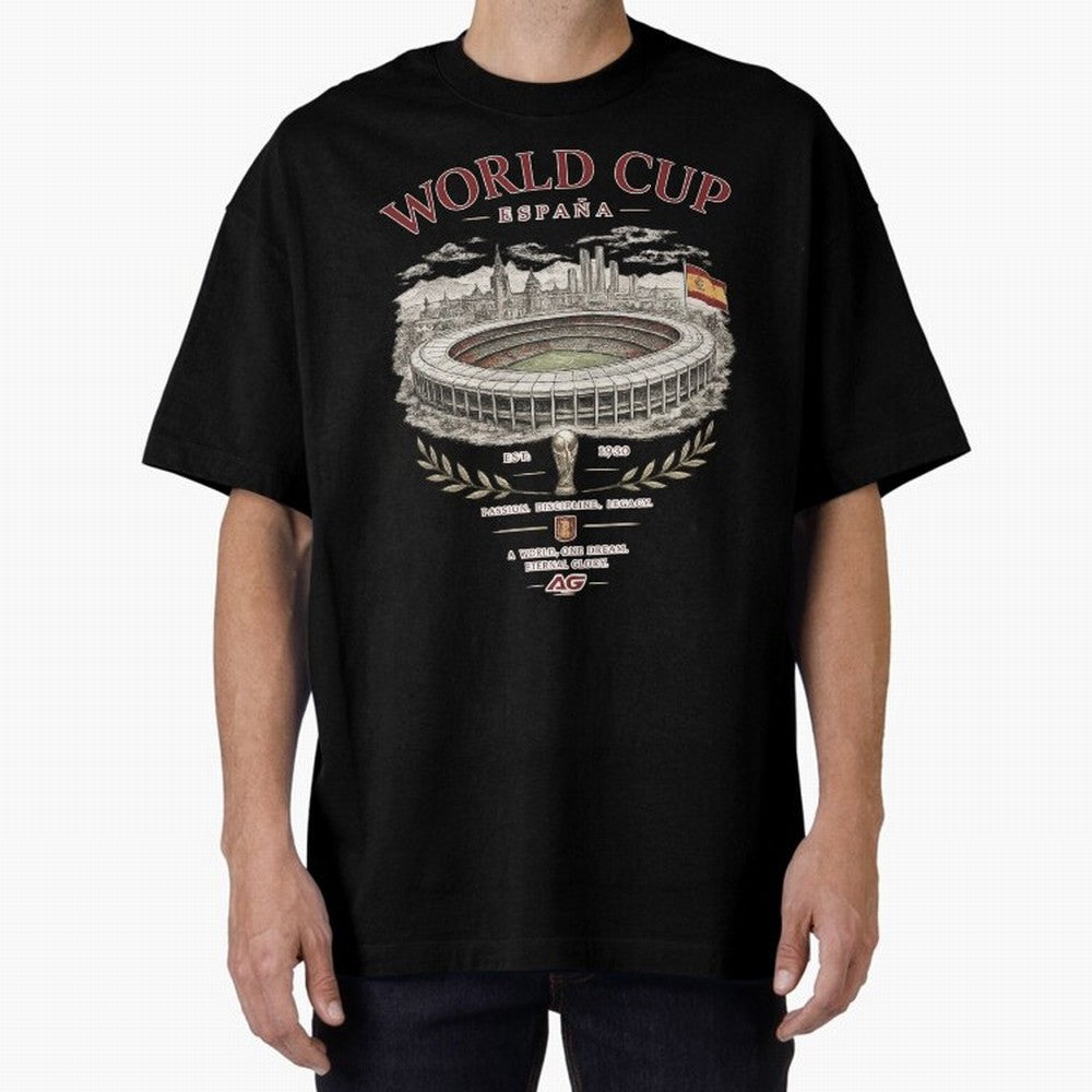 Spain World Cup Vintage Streetwear Oversized T-Shirt Unlock FIFA World Cup 2026 Filled with Messi, CR7 and Mbappe, Argentina and Brazil Energy, Soccer Culture, Superstar Moments, National Team Dreams and Competitive Fire; Ideal for Fans Who Follow