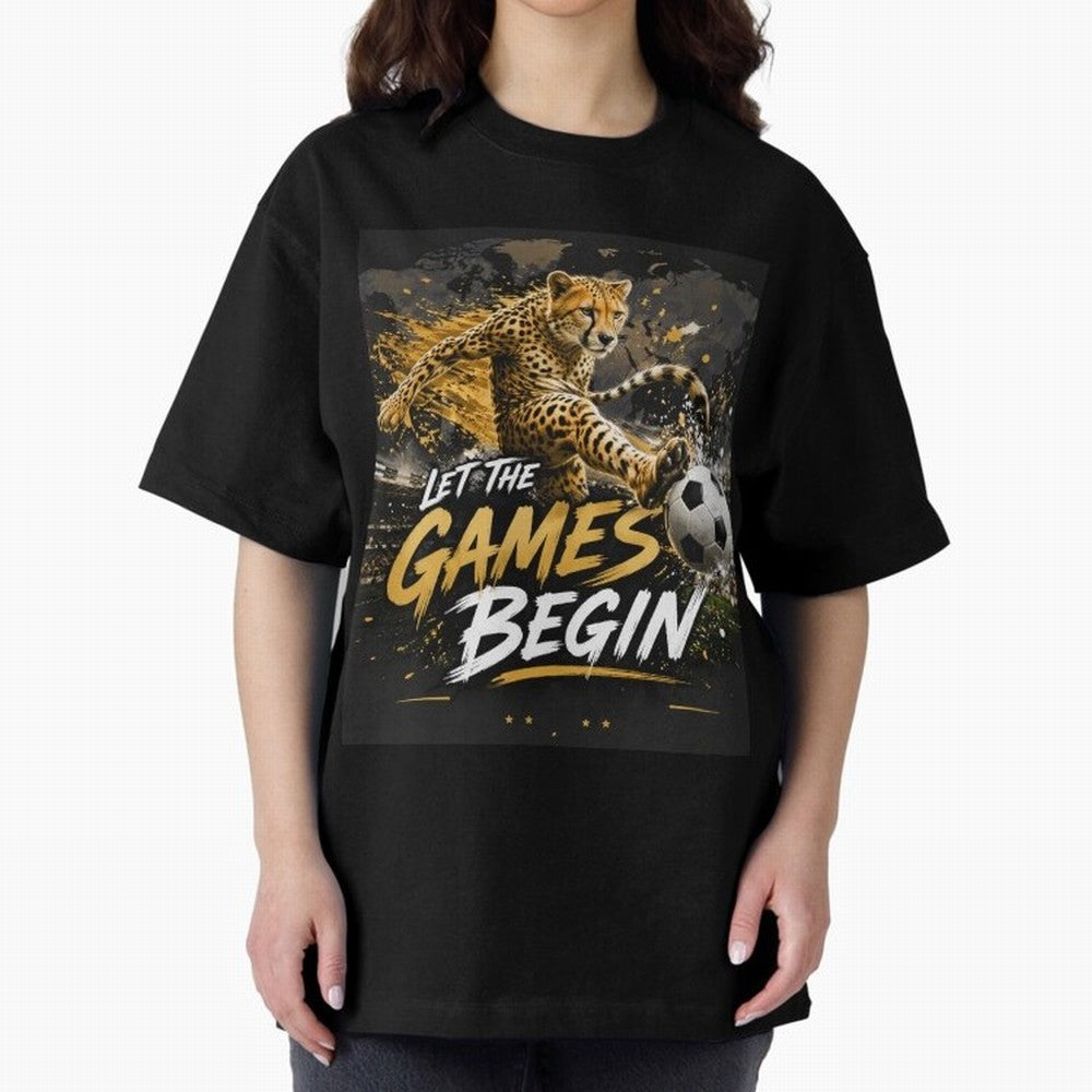 Let The Games Begin-World Cup Soccer @026 Oversized T-Shirt Celebrate Rivalries and Pride in Global Football Passion for FIFA World Cup 2026 USA Canada Mexico, Connected to Haaland, Germany, Football Festival Excitement, Trophy Ambitions, Country