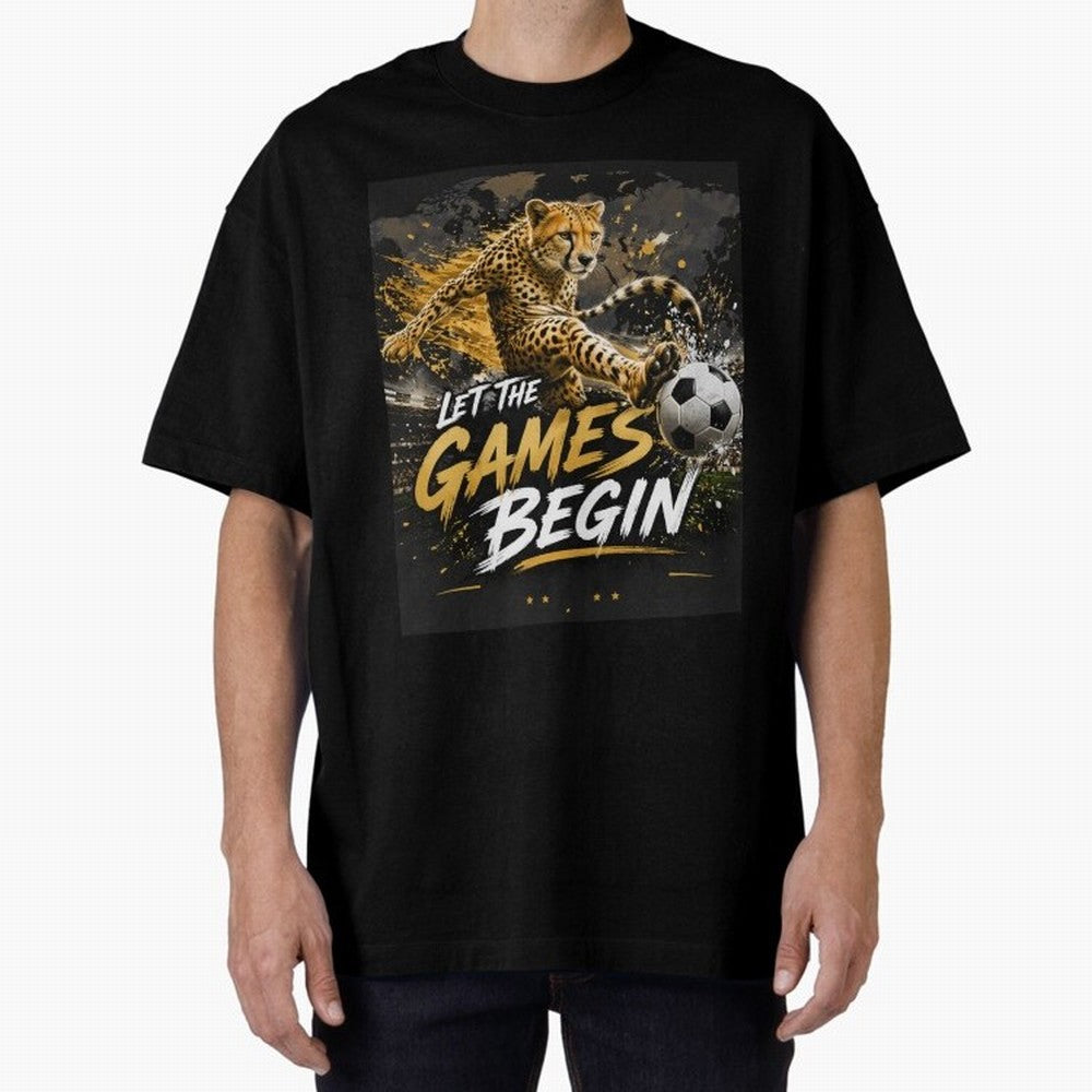 Let The Games Begin-World Cup Soccer @026 Oversized T-Shirt Celebrate Rivalries and Pride in Global Football Passion for FIFA World Cup 2026 USA Canada Mexico, Connected to Haaland, Germany, Football Festival Excitement, Trophy Ambitions, Country