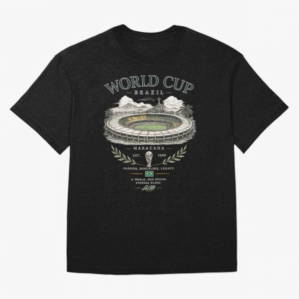 Brazil World Cup Maracana Streetwear Oversized T-Shirt Live for the Drama of Global Football Passion for FIFA World Cup 2026 Group Stage, Capturing Messi, CR7 and Mbappe, Portugal, Spain and Germany, Match Day Excitement, Supporter Culture, Golden