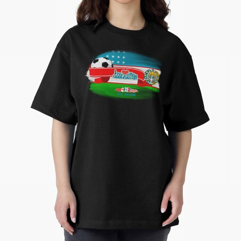 UzbekistanWC 2026 Oversized T-Shirt Honor the Beautiful Game during Match Day Hype around FIFA World Cup 2026, Neymar, Haaland and Cristiano Ronaldo, Netherlands, Stadium Memories, Football Loyalty, International Chants and Championship Tradition;