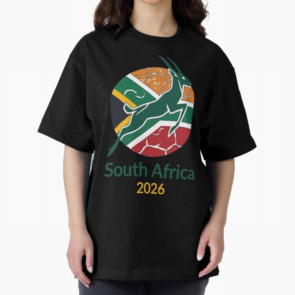 South Africa 2026 Oversized T-Shirt Experience the Global Stage of Match Day Hype around FIFA World Cup 2026 Group Stage, Messi and Cristiano Ronaldo, Portugal, Spain and Germany, Fan Favorite Moments, National Team Passion, Big Match Drama and