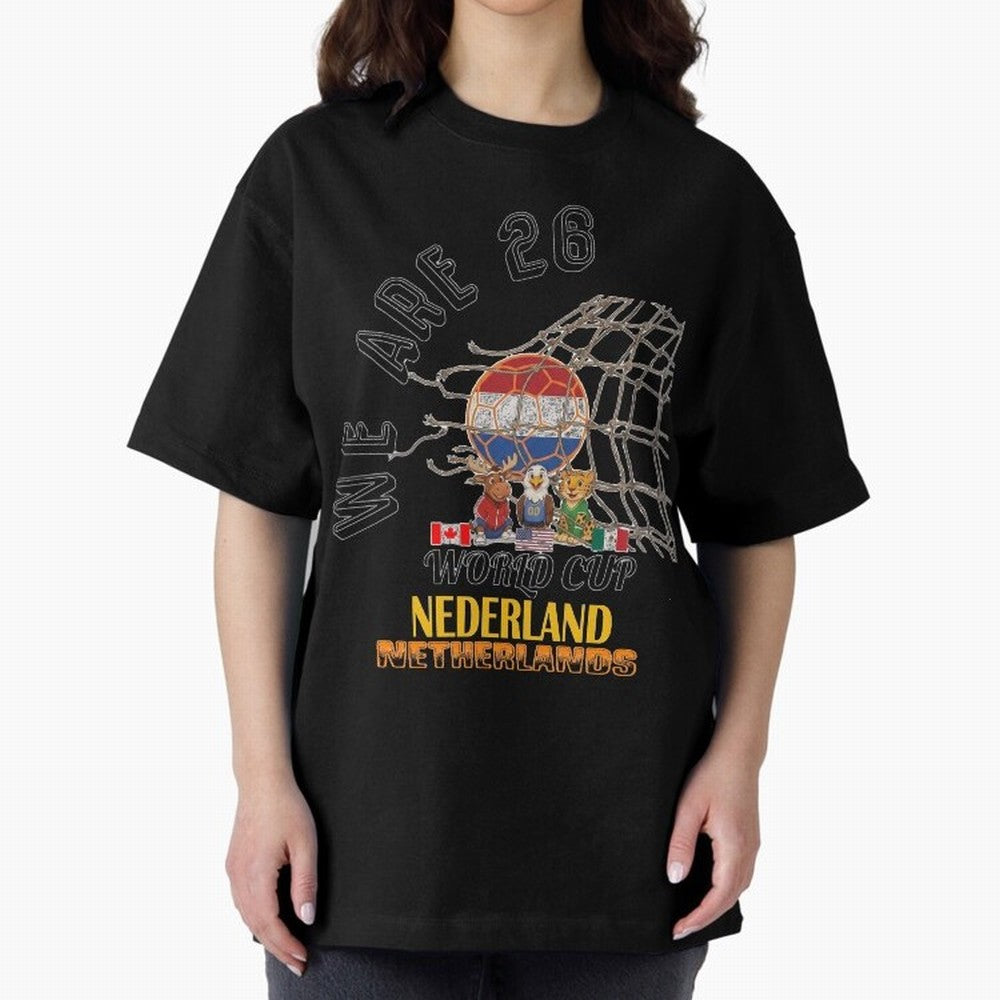 World cup 26 - Netherlands Oversized T-Shirt Unlock FIFA World Cup 2026 Featuring Neymar, France and Portugal Energy, Match Day Excitement, Supporter Culture, Golden Goals and Global Football Passion; Great for Watch Parties, Sports Bars, Family