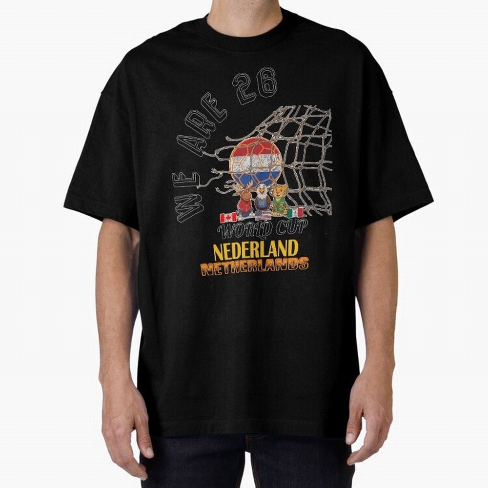 World cup 26 - Netherlands Oversized T-Shirt Unlock FIFA World Cup 2026 Featuring Neymar, France and Portugal Energy, Match Day Excitement, Supporter Culture, Golden Goals and Global Football Passion; Great for Watch Parties, Sports Bars, Family