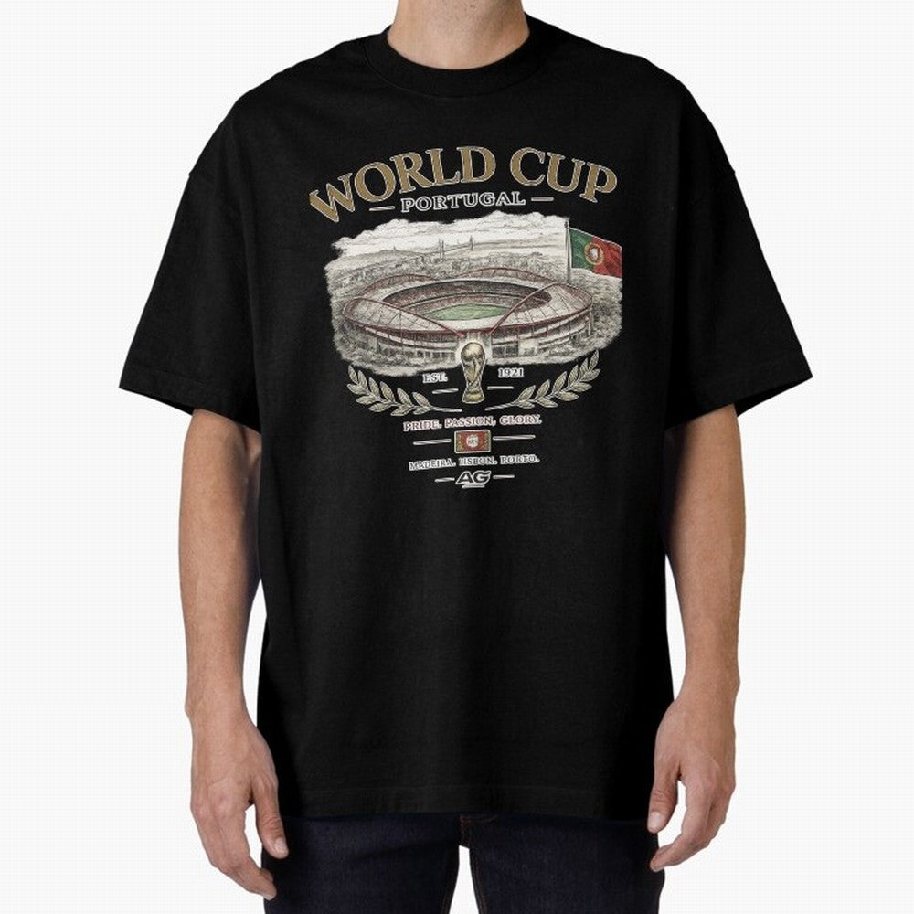 Portugal World Cup Estadio Da Luz Oversized T-Shirt Represent Football Lovers during FIFA World Cup 2026 for Fans of CR7 and Netherlands, Bringing Fan Favorite Moments, National Team Passion, Big Match Drama and Soccer History; Made for Collectors