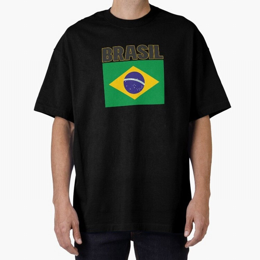 Brasil Flag Oversized T-Shirt Represent FIFA World Cup 2026 for Fans of Messi, Neymar and Mbappe and England and Germany, Bringing Tournament Hype, Historic Matchups, Family Viewing Parties and Global Sports Pride; Perfect for Supporters Who Want