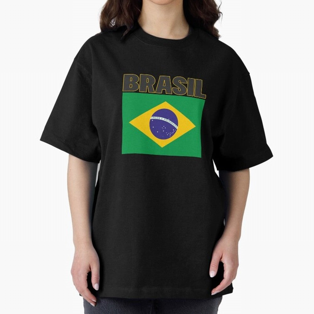 Brasil Flag Oversized T-Shirt Represent FIFA World Cup 2026 for Fans of Messi, Neymar and Mbappe and England and Germany, Bringing Tournament Hype, Historic Matchups, Family Viewing Parties and Global Sports Pride; Perfect for Supporters Who Want