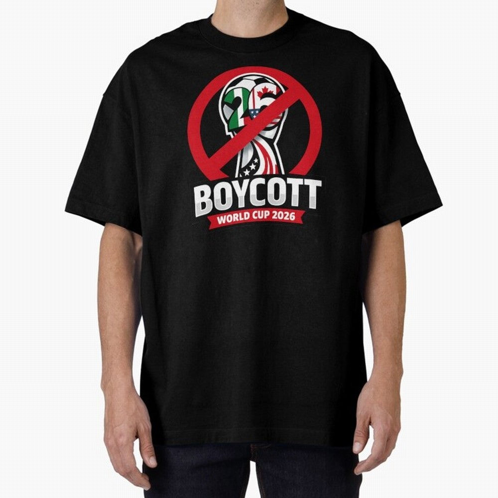 Boycott 2026 World Cup Oversized T-Shirt Unlock FIFA World Cup 2026 USA Canada Mexico Spirit, with Netherlands, Messi, CR7 and Mbappe, Supporter Pride, Iconic Celebrations, Legendary Names and Global Match Day Energy; Ideal for Fans Who Follow