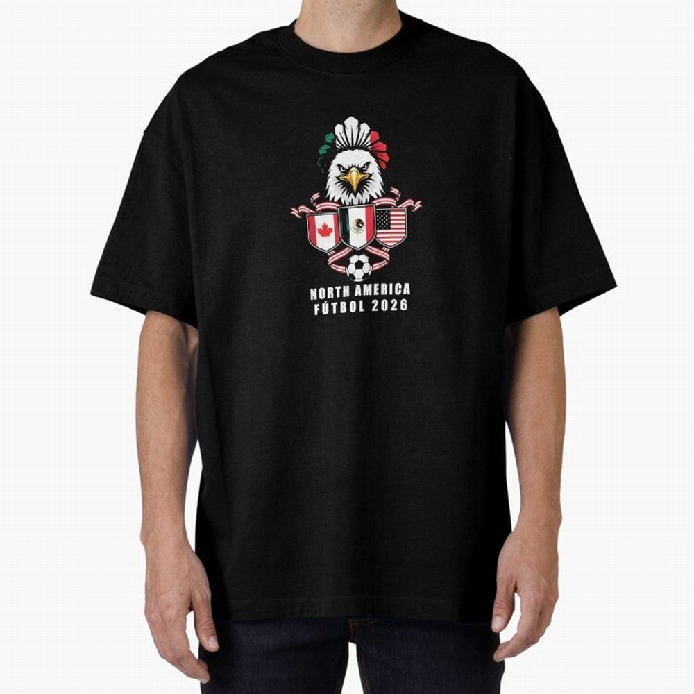 North America Football Spirit 2026 T-Shirt_82768088 Oversized T-Shirt Feel the Heartbeat of FIFA World Cup 2026 Group Stage Spirit, Driven by England, CR7, Tournament Hype, Historic Matchups, Family Viewing Parties and Global Sports Pride; Ideal