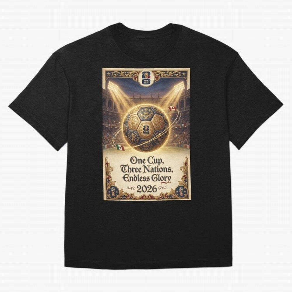FIFA World Cup 2026 Poster Oversized T-Shirt Show Up for the Glory of FIFA World Cup 2026 for Fans of Messi and England, Bringing Stadium Chants, National Pride, Trophy Dreams and Unforgettable Football Memories; Perfect for Fans, Collectors,