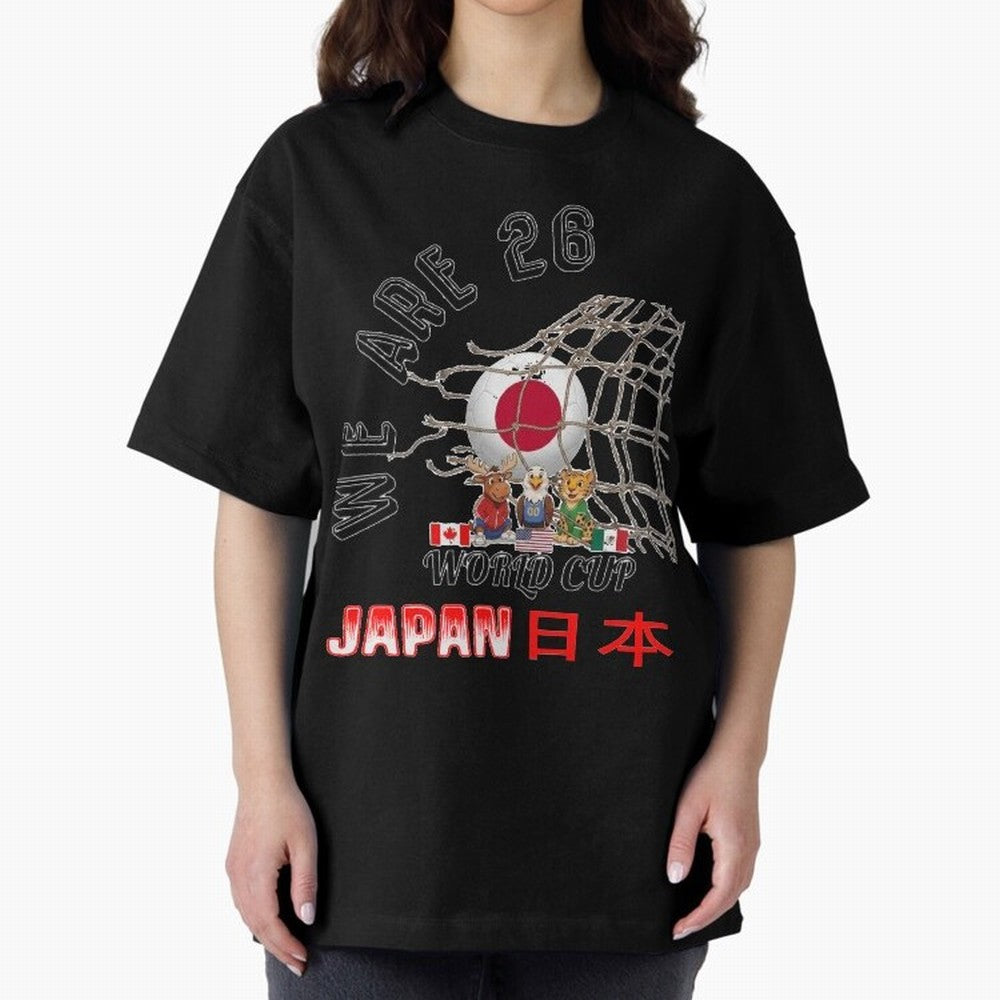 World cup 26 - Japan Oversized T-Shirt Show Up for the Glory of FIFA World Cup 2026 USA Canada Mexico Spirit, Connected to Germany, Messi, CR7 and Mbappe, Sports Nostalgia, International Competition, Famous Players and Unforgettable Victories;