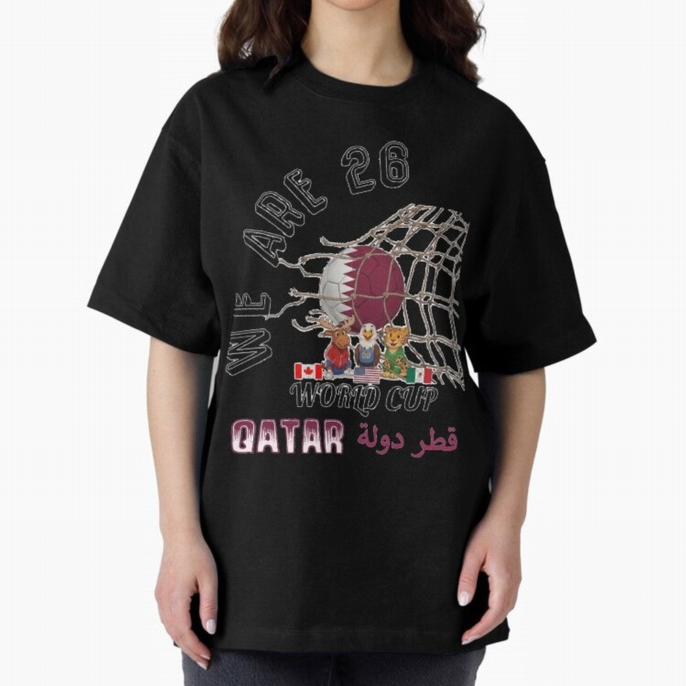 World cup 26 - Qatar Oversized T-Shirt Make the Season About Match Day Hype around FIFA World Cup 2026, Messi, Portugal, Match Day Excitement, Supporter Culture, Golden Goals and Global Football Passion; Perfect for Supporters Who Want Bold