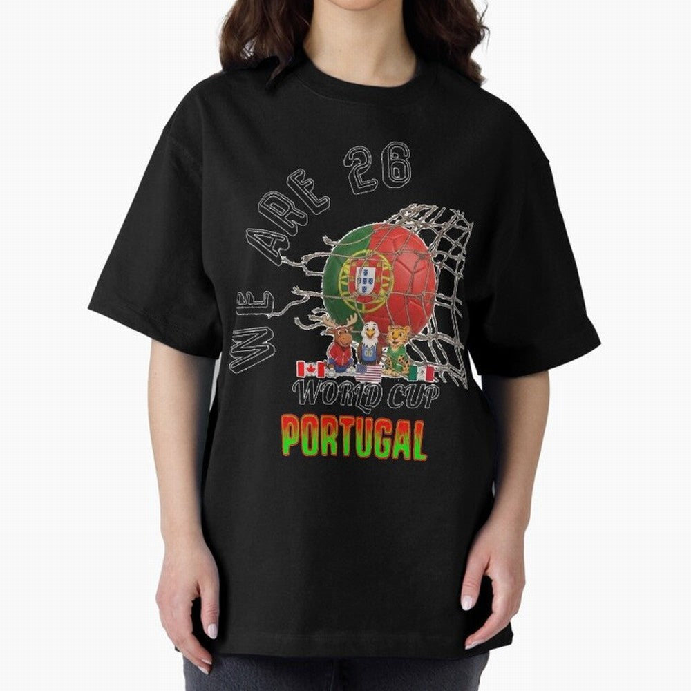 World cup 26 - Portugal Oversized T-Shirt Celebrate the Road through FIFA World Cup 2026 USA Canada Mexico for Fans of Haaland and Brazil, Portugal and Argentina, Bringing Global Supporter Spirit, Legendary Goals, National Colors and Tournament