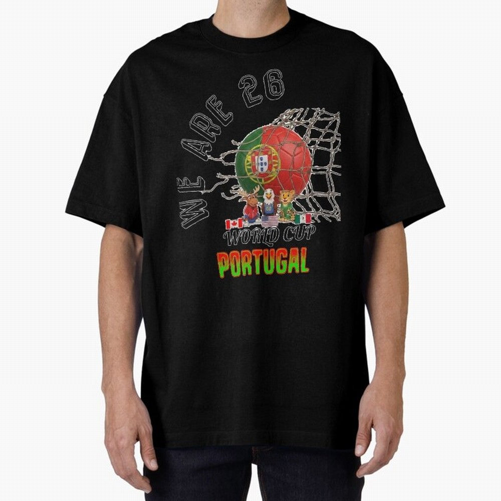 World cup 26 - Portugal Oversized T-Shirt Celebrate the Road through FIFA World Cup 2026 USA Canada Mexico for Fans of Haaland and Brazil, Portugal and Argentina, Bringing Global Supporter Spirit, Legendary Goals, National Colors and Tournament