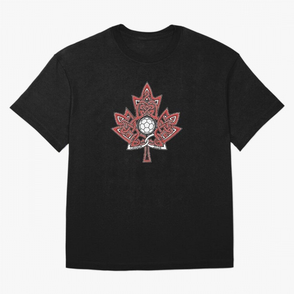 Interwoven Maple Leaf Canada Soccer 2026 T-Shirt_83135197 Oversized T-Shirt Celebrate Supporters United by Global Football Passion for FIFA World Cup 2026, with Haaland and Mbappe, England and Germany, Sports Nostalgia, International Competition,