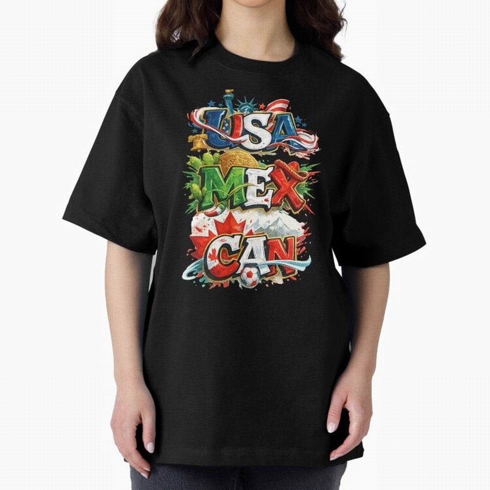 World Cup 2026 USA Canada Mexico Oversized T-Shirt Show Your Tournament Heart for Match Day Hype around FIFA World Cup 2026, Mbappe and Neymar, France, Soccer Culture, Superstar Moments, National Team Dreams and Competitive Fire; Ideal for Football