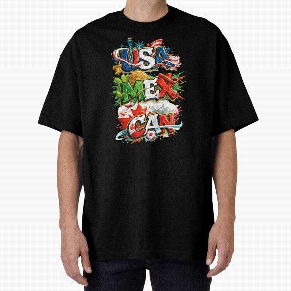 World Cup 2026 USA Canada Mexico Oversized T-Shirt Show Your Tournament Heart for Match Day Hype around FIFA World Cup 2026, Mbappe and Neymar, France, Soccer Culture, Superstar Moments, National Team Dreams and Competitive Fire; Ideal for Football
