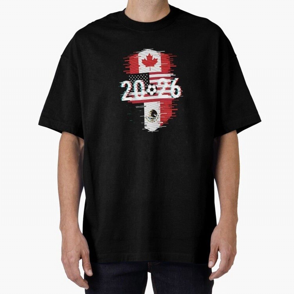 Glitched United 2026 - North America Emblem Cup T-Shirt_82794505 Oversized T-Shirt Relive Legendary Nights from Match Day Hype around FIFA World Cup 2026 Group Stage, Neymar, Argentina, France and Brazil, Fan Favorite Moments, National Team