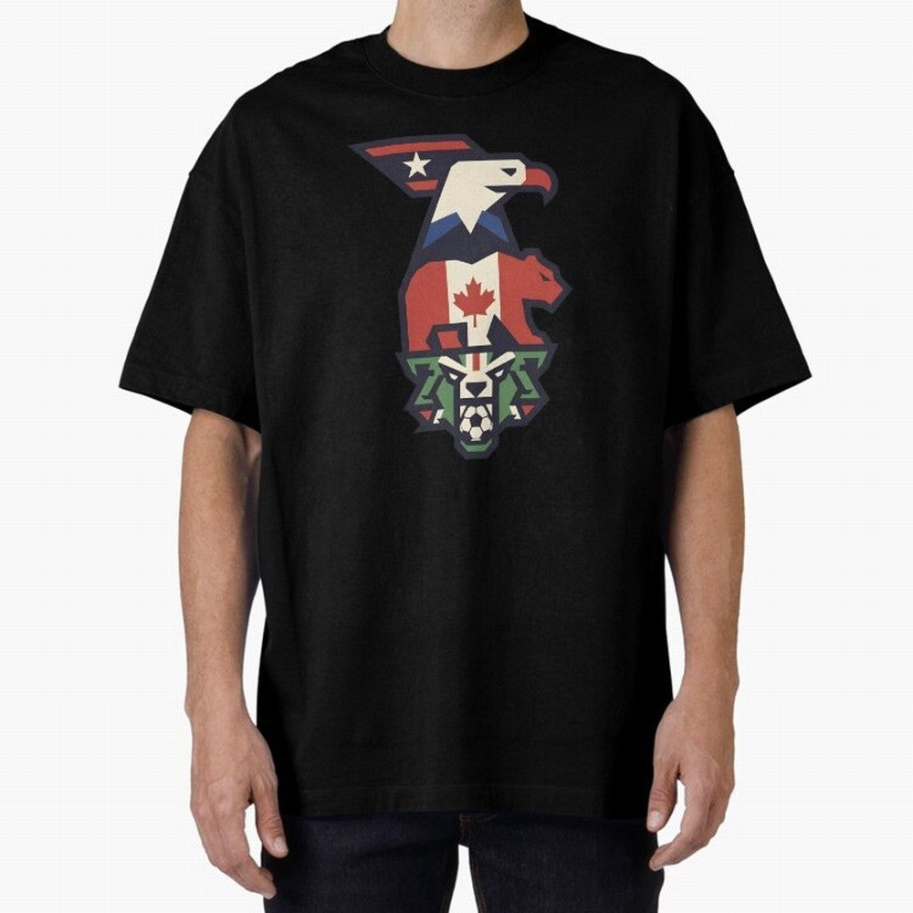 USA Canada Mexico World Cup 2026 Host Nations Oversized T-Shirt Turn Up for the FIFA World Cup 2026 Journey through Mbappe Highlights, Argentina and Brazil Pride, Vintage Soccer Flavor, Modern Football Stars, National Flags and Final Night Emotion;