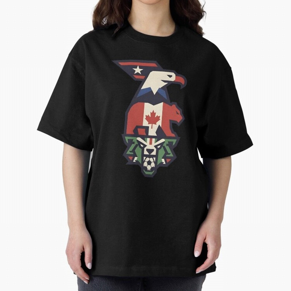 USA Canada Mexico World Cup 2026 Host Nations Oversized T-Shirt Turn Up for the FIFA World Cup 2026 Journey through Mbappe Highlights, Argentina and Brazil Pride, Vintage Soccer Flavor, Modern Football Stars, National Flags and Final Night Emotion;