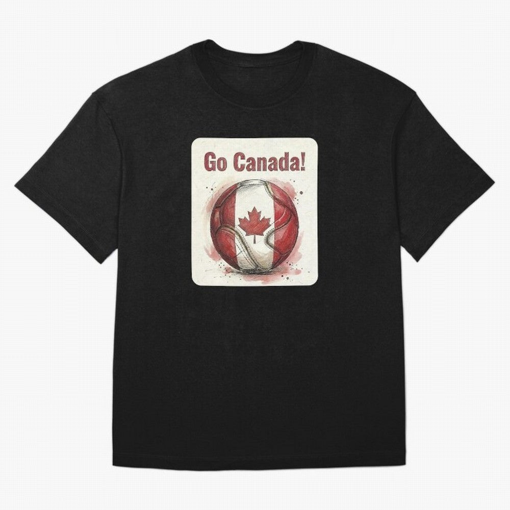 Go Canada Soccer Ball Flag | Canadian Football Fan Graphic Tee Oversized T-Shirt Bring World Football Passion into Match Day Hype around FIFA World Cup 2026 USA Canada Mexico, CR7, Portugal, Worldwide Fan Energy, Dramatic Goals, Stadium Lights and