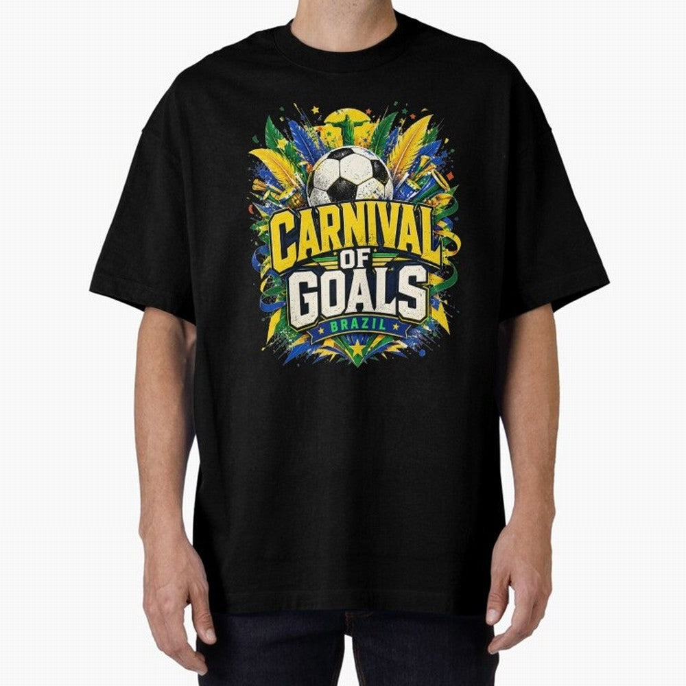 Carnival of Goals Brazil World Cup 2026 tshirt Oversized T-Shirt Show Match Day Excitement for FIFA World Cup 2026 Group Stage for Fans of Messi, Neymar and Mbappe and Brazil, Portugal and Argentina, Bringing Football History, Final Match Energy,