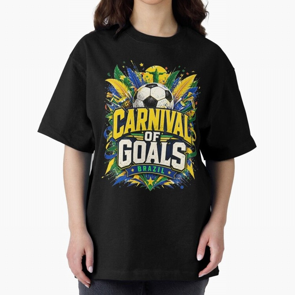 Carnival of Goals Brazil World Cup 2026 tshirt Oversized T-Shirt Show Match Day Excitement for FIFA World Cup 2026 Group Stage for Fans of Messi, Neymar and Mbappe and Brazil, Portugal and Argentina, Bringing Football History, Final Match Energy,