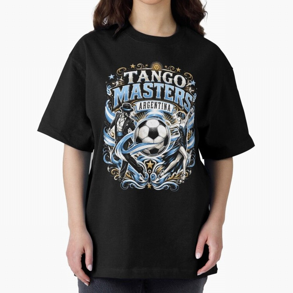 Tango Masters Argentina World Cup 2026 Oversized T-Shirt Celebrate Unforgettable Nights in Global Football Passion for FIFA World Cup 2026 Group Stage, Inspired by Neymar, England and Germany, Sports Nostalgia, International Competition, Famous