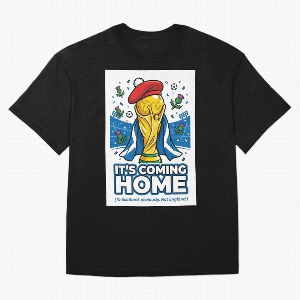 It's Coming Home Oversized T-Shirt Enjoy the Biggest Football Party of Global Football Passion for FIFA World Cup 2026 USA Canada Mexico, Driven by CR7 and Messi, Spain and Netherlands, Goal Celebration Energy, Supporter Heritage, Football Icons