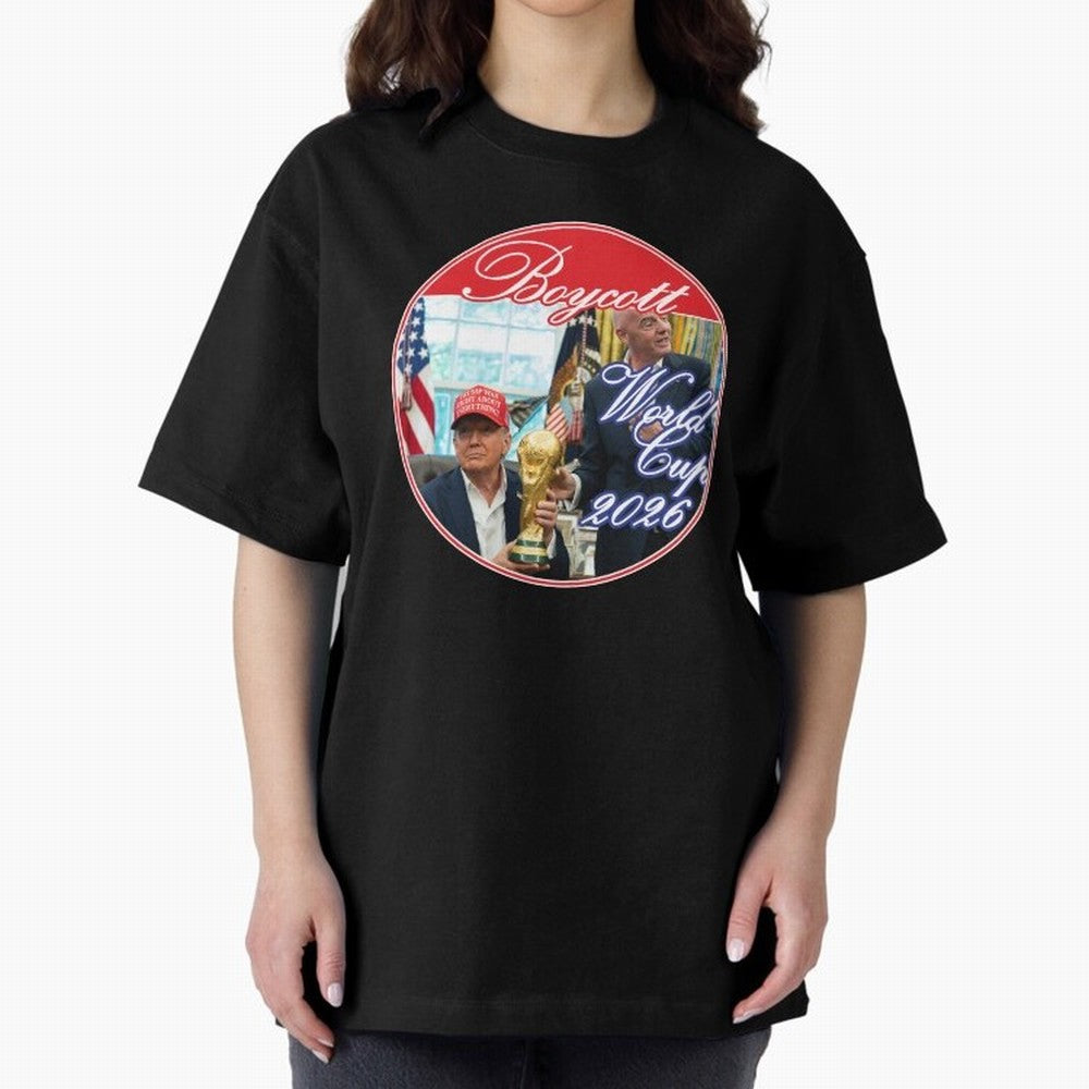 Boycott World Cup 2026 Oversized T-Shirt Back the Journey through Global Football Passion for FIFA World Cup 2026 Group Stage, Built around Messi, England, France and Netherlands, Global Supporter Spirit, Legendary Goals, National Colors and