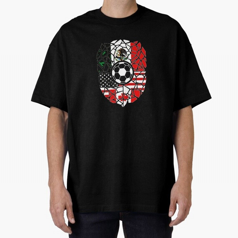 Mosaic Soccer Crest USA Canada Mexico Unity 2026 T-Shirt_82794688 Oversized T-Shirt Mark Match Day Hype around FIFA World Cup 2026 Group Stage, Haaland, Spain, Stadium Memories, Football Loyalty, International Chants and Championship Tradition;