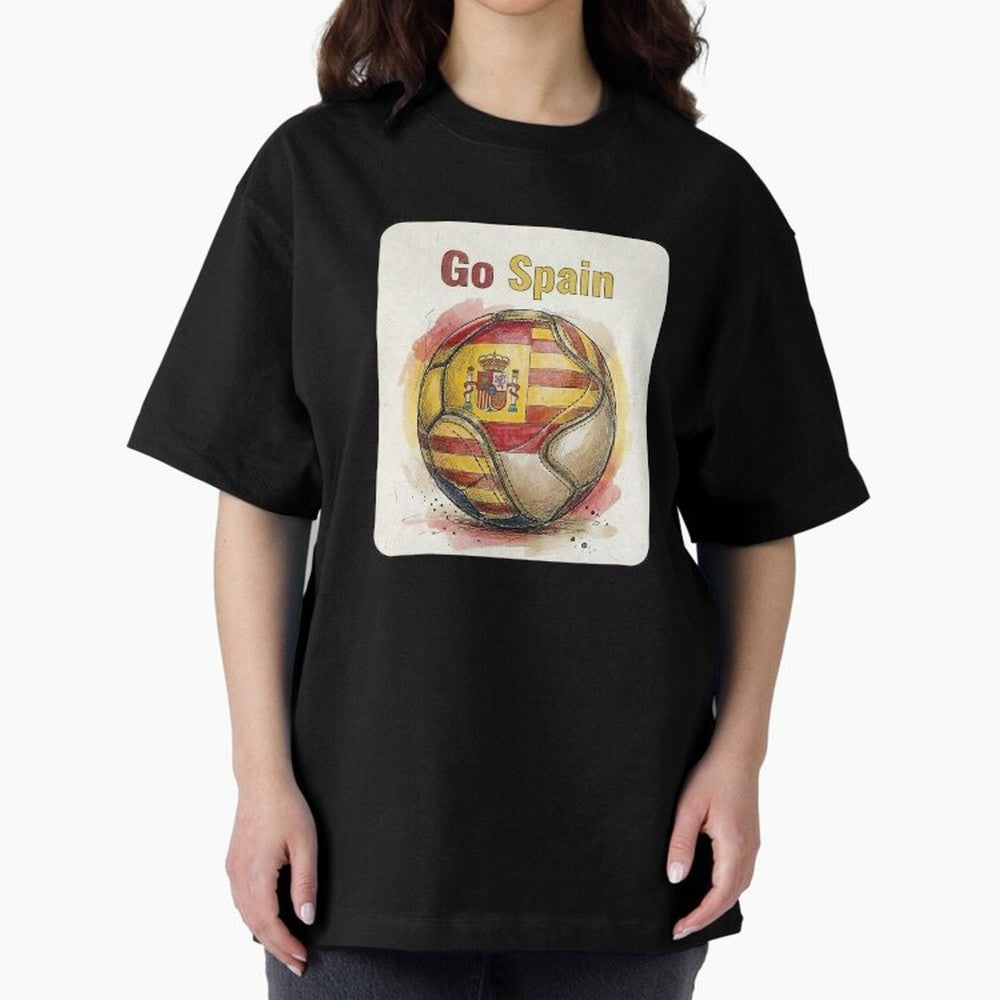 Go Spain Soccer Ball Flag | Canadian Football Fan Graphic Tee Oversized T-Shirt Turn Every Weekend Toward FIFA World Cup 2026 USA Canada Mexico Connected to Haaland and Mbappe, Brazil, Portugal and Argentina Energy, Sports Nostalgia, International