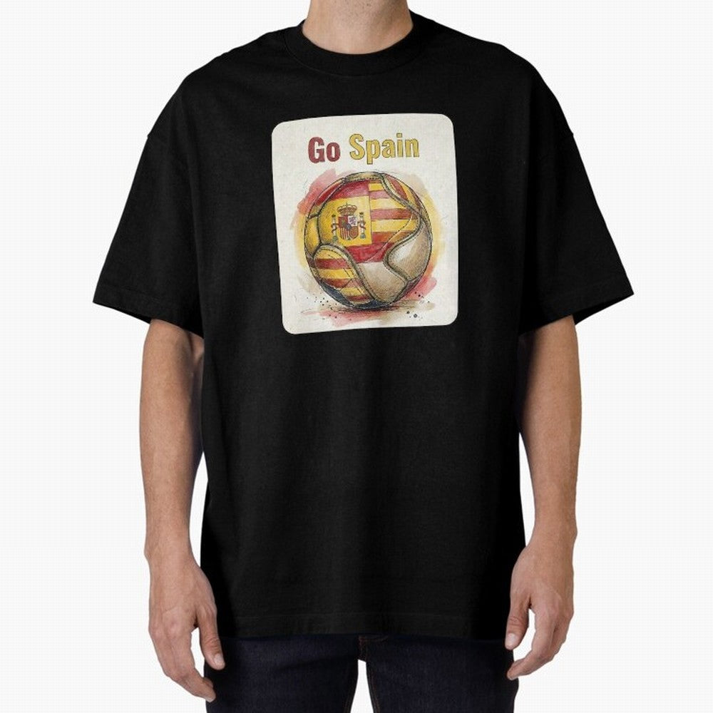 Go Spain Soccer Ball Flag | Canadian Football Fan Graphic Tee Oversized T-Shirt Turn Every Weekend Toward FIFA World Cup 2026 USA Canada Mexico Connected to Haaland and Mbappe, Brazil, Portugal and Argentina Energy, Sports Nostalgia, International