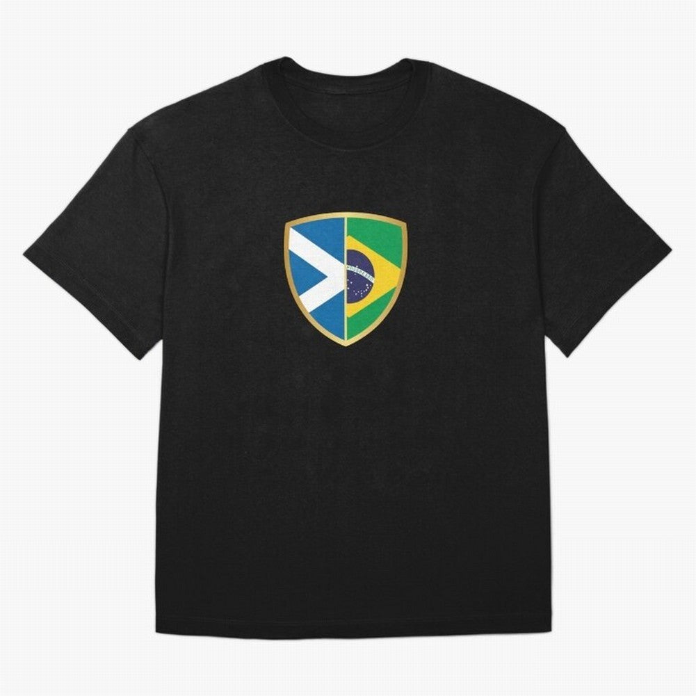 FIFA World Cup -Scotland v Brazil Oversized T-Shirt Show Match Day Excitement for FIFA World Cup 2026 Group Stage Capturing Messi, Neymar and Mbappe, Brazil Energy, Retro Football Energy, Iconic Rivalries, Trophy Chase Drama and Stadium Atmosphere;