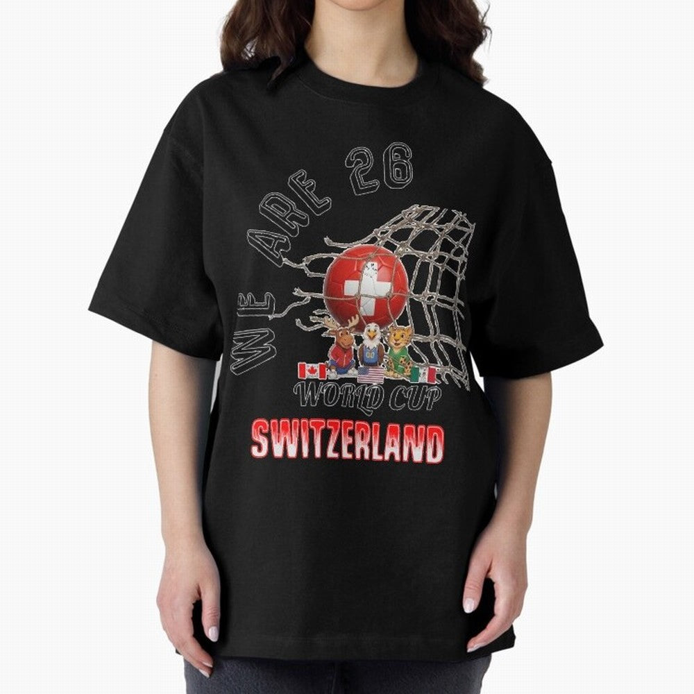 World cup 26 - Switzerland Oversized T-Shirt Carry FIFA World Cup 2026 for Fans of Haaland and France and Portugal, Bringing Soccer Culture, Superstar Moments, National Team Dreams and Competitive Fire; Made for Die Hard Supporters, Soccer Lovers,