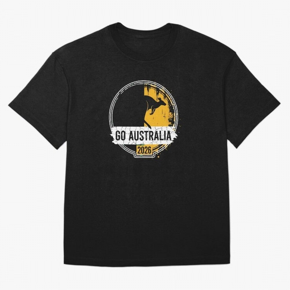 Golden Green Kangaroo Emblem Go Australia 2026 Supporter Design T-Shirt_83662099 Oversized T-Shirt Cheer for the FIFA World Cup 2026 Group Stage Journey through Cristiano Ronaldo Highlights, Argentina Pride, Sports Nostalgia, International