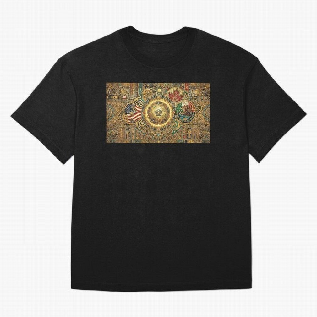 Ornate Soccer Emblem with Flags Oversized T-Shirt Bring Retro Soccer Energy to FIFA World Cup 2026 Group Stage for Fans of Haaland and Netherlands, Bringing Champion Mindset, Group Stage Buzz, Knockout Tension and Passionate Fan Culture; Ideal for