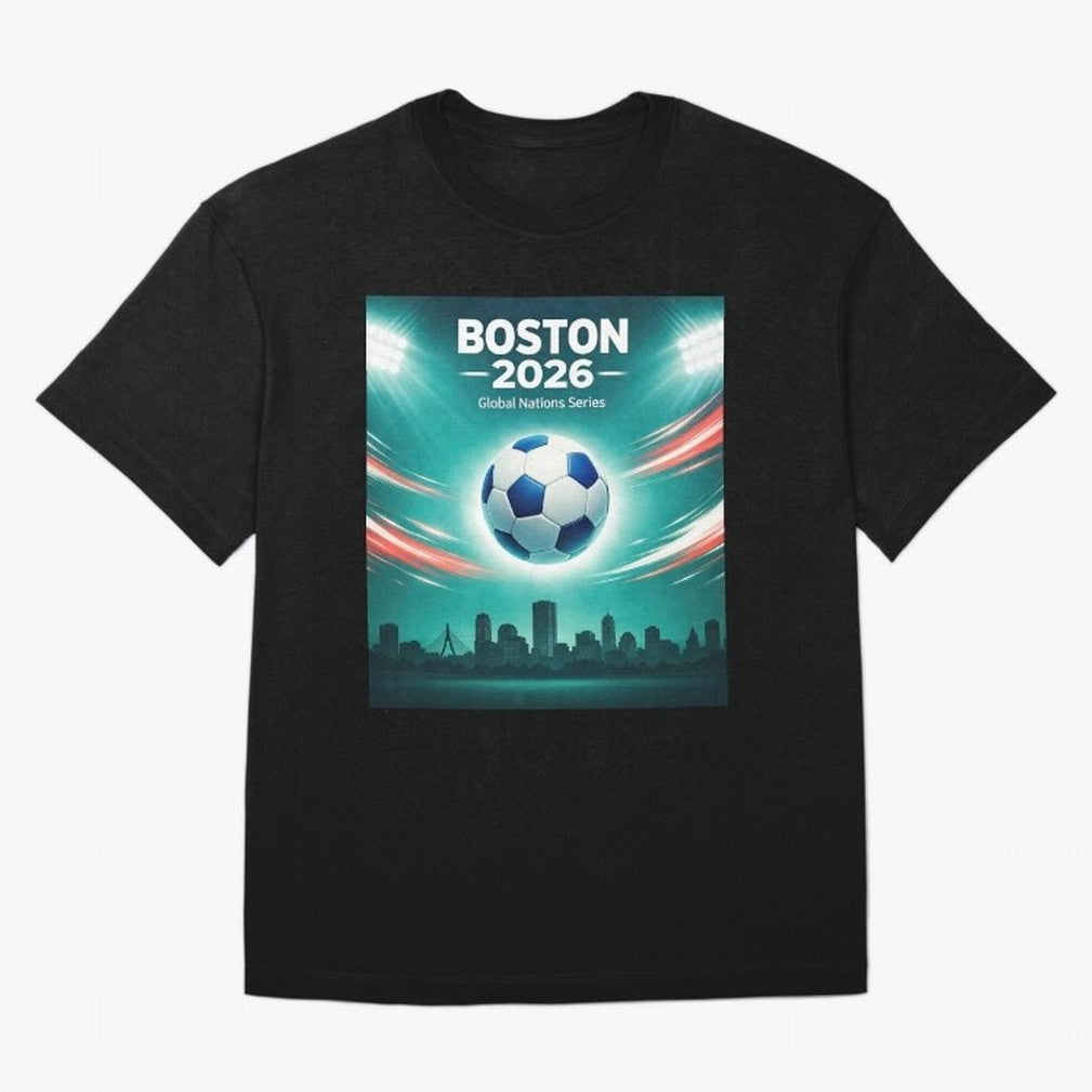 Boston 2026 Soccer Event Oversized T-Shirt Honor Champions and Dreams in Match Day Hype around FIFA World Cup 2026 Group Stage, Cristiano Ronaldo, Argentina, Goal Celebration Energy, Supporter Heritage, Football Icons and Worldwide Tournament Joy;